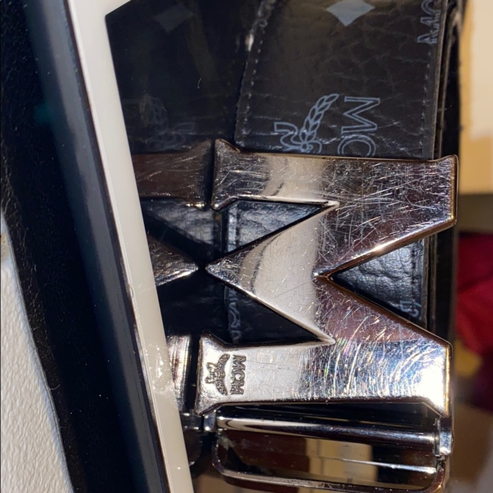 Genuine leather MCM reversible belt.